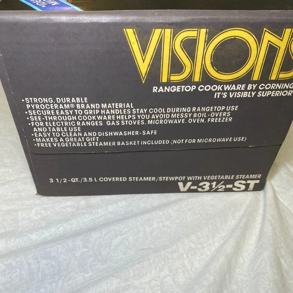 Corning Visions V-3½-ST 3.5 Qt Steamer Stewpot NOS Open Box Made France Mid 80s